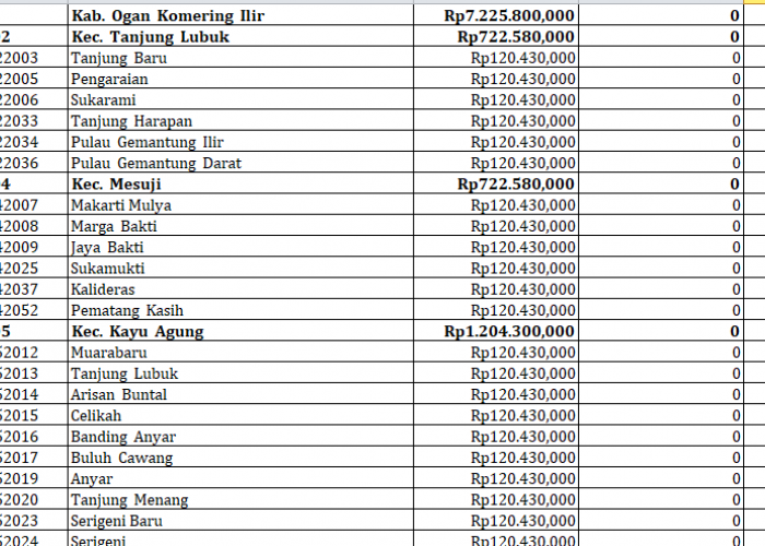 60 Desa di Kabupaten Ogan Komering Ilir Sumatera Selatan Terima Dana Insentif Desa Tahun 2024