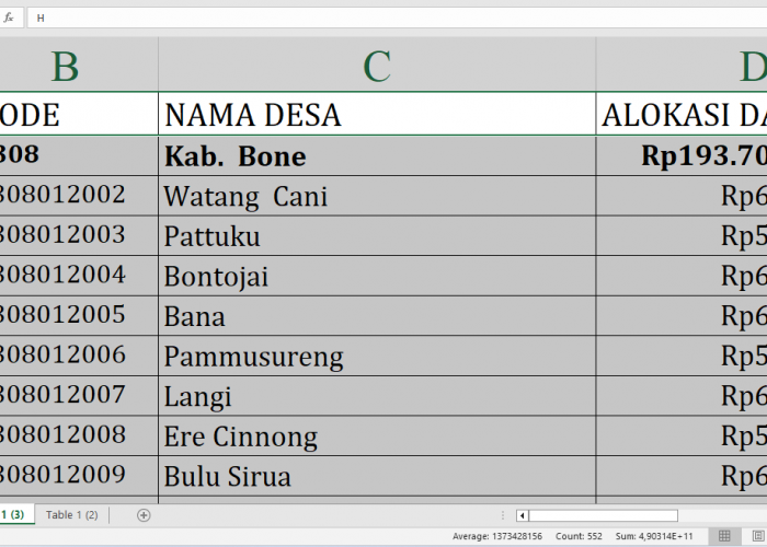 Detail per Desa, Rincian Dana Desa 2025 Bone Sulawesi Selatan Rp280,8 miliar: Siapa yang Terbesar dari A-M?