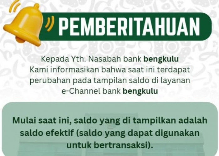 Bank Bengkulu Perbarui Tampilan Saldo Efektif, Nasabah Kini Lebih Mudah Pantau Dana