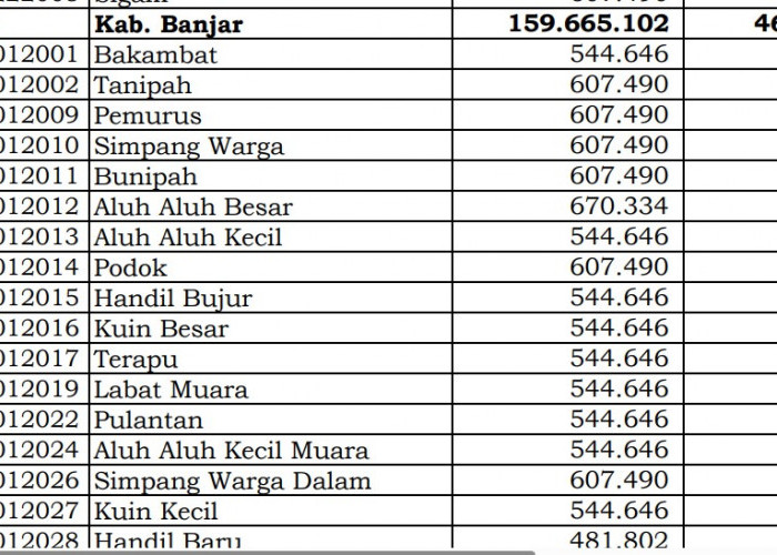Simak Rincian Dana Desa 2024 Banjar 1, Kalimantan Selatan! 26 Desa 1 Miliar