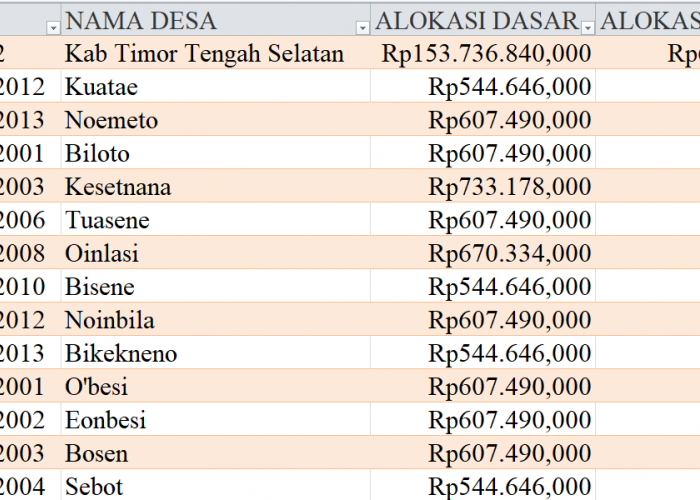 Tabel Rincian Dana Desa 2024 Kabupaten Timor Tengah Selatan, NTT: Ini Lengkapnya