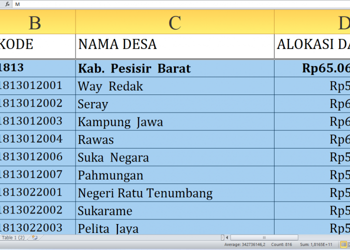 Berapa Dana Desa untuk Desa di Pesisir Barat Tahun 2025? Rp93,6 Miliar, Berikut Rincian Lengkapnya