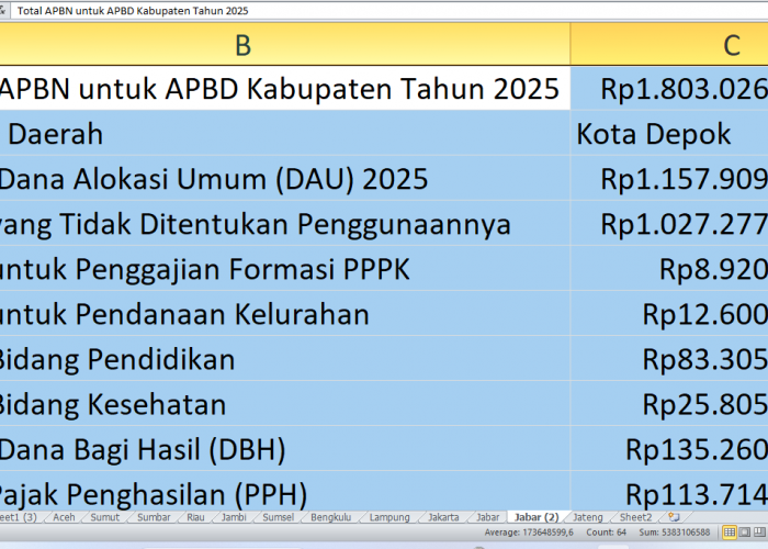 APBN 2025: Depok Dapat Rp1,8 Triliun, Berikut Rincian Alokasi Dana