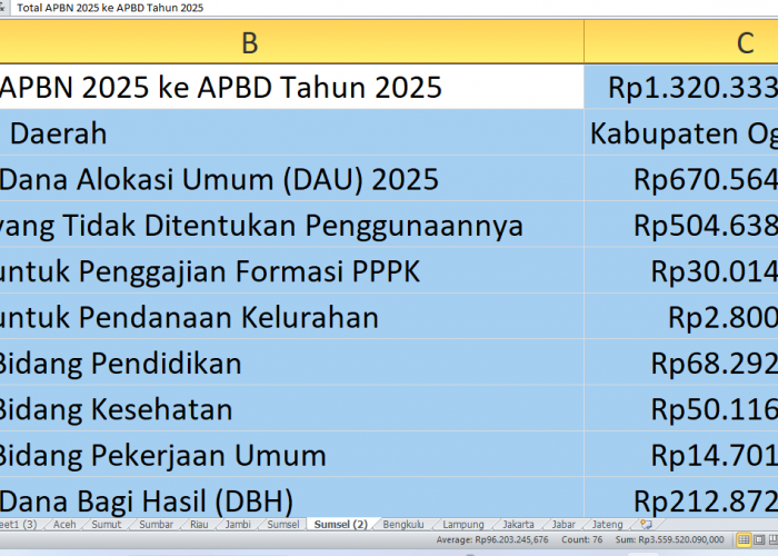 APBN 2025 Kucurkan Rp1,32 Triliun ke Ogan Ilir: Ini Alokasi untuk Proyek, Tunjangan Guru, dan Dana Desa