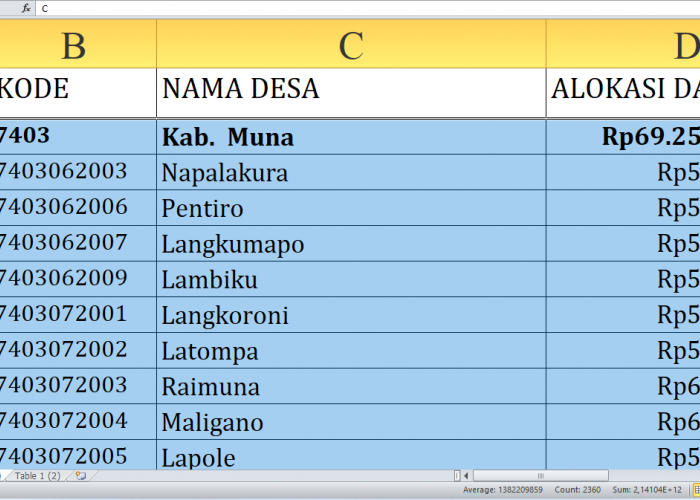 Rincian Dana Desa 2025 Muna Sulawesi Tenggara Rp100,7 miliar, Berikut Jumlah per Desa