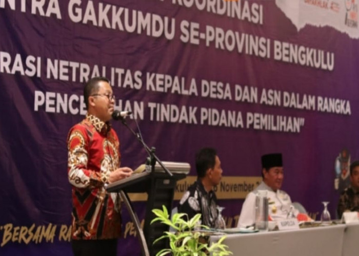 Bawaslu Provinsi Bengkulu Gelar Rapat Koordinasi Gakkumdu dan Deklarasi Netralitas Kepala Desa serta ASN