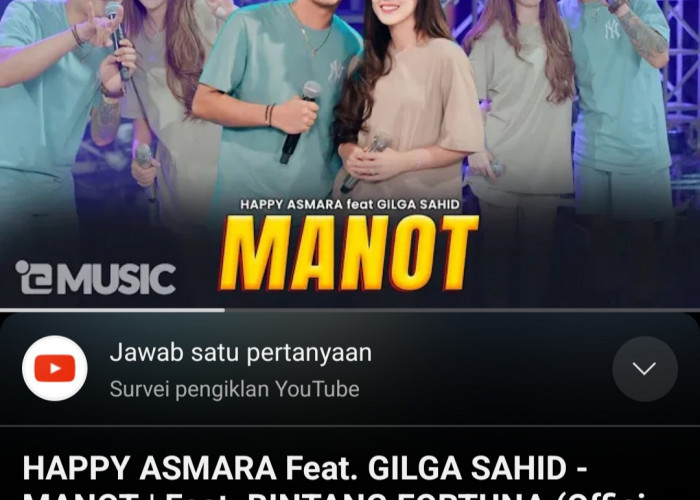 Digosipkan Pacaran, Lagu Duet Happy Asmara dan Gilga Sahid Berjudul Manot Trending 1 di Youtube, Ini Liriknya
