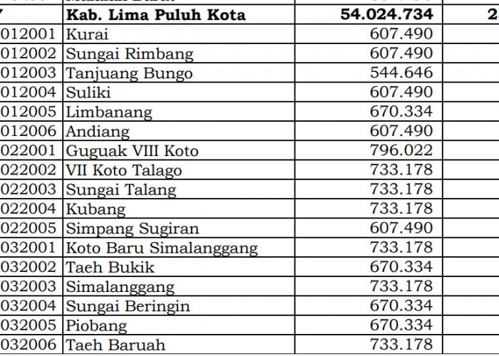 Pembagian Dana Desa 2024 Lima Puluh Kota, Sumatera Barat: 49 Desa 1 Miliar