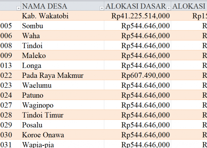 Tabel Rincian Dana Desa 2024 Kabupaten Wakatobi, Sulawesi Tenggara: Ini Lengkapnya