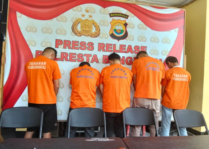 Polresta Bengkulu Ringkus 5 Pelaku Pengeroyokan di Cafe Grand MC, Korban Dikeroyok Usai Bawa Parang Panjang