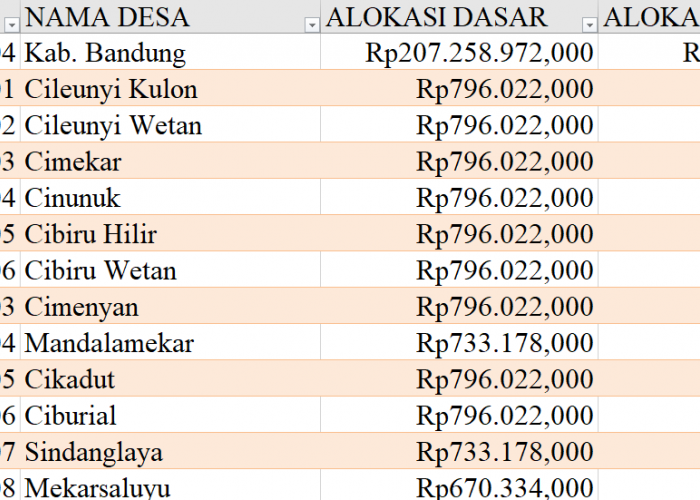 Tabel Rincian Dana Desa 2024 Kabupaten Bandung, Jawa Barat: Ini Lengkapnya