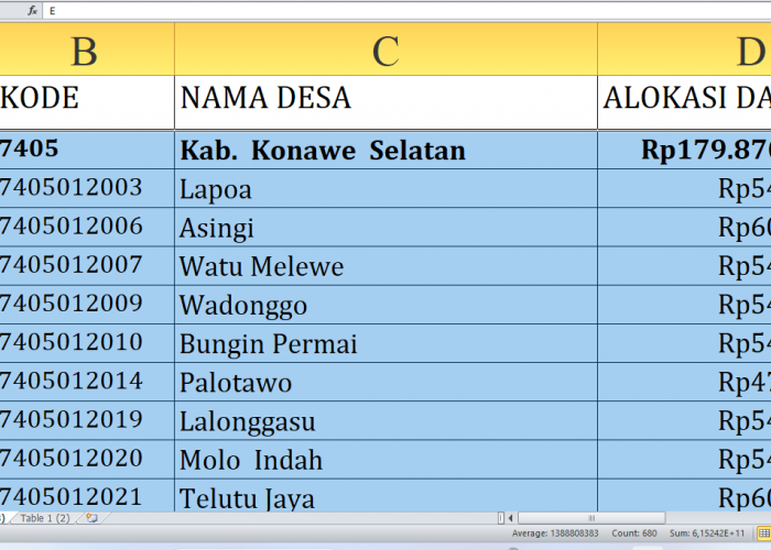 Rincian Dana Desa 2025 Konawe Selatan Sulawesi Tenggara Rp250,5 miliar, Siapa yang Terbesar dari A-M?