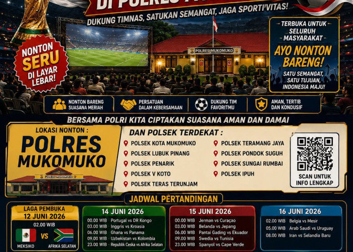 Semarakkan Perhelatan Piala Dunia 2026, Polres Mukomuko dan Polsek Jajaran Gelar Nobar Gratis untuk Masyarakat