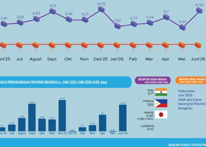 India Jadi Pasar Terbesar Ekspor Bengkulu, Serap 45,26 Persen Pengiriman Semester I 2026
