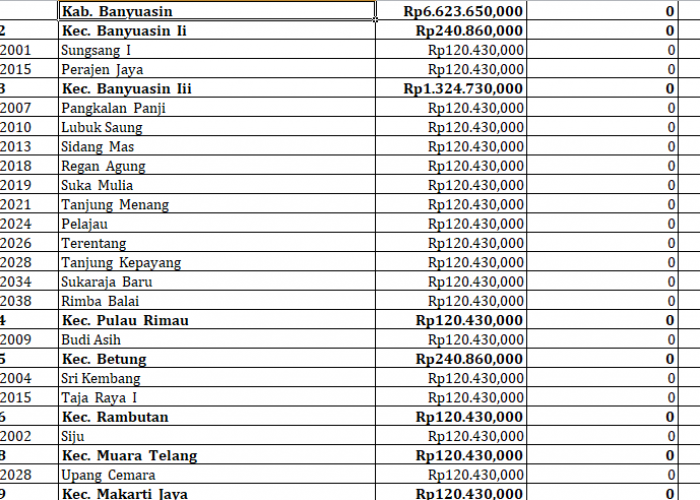 56 Desa di Kabupaten Banyuasin Dapat Dana Insentif Desa Tahun 2024, Ini Rinciannya