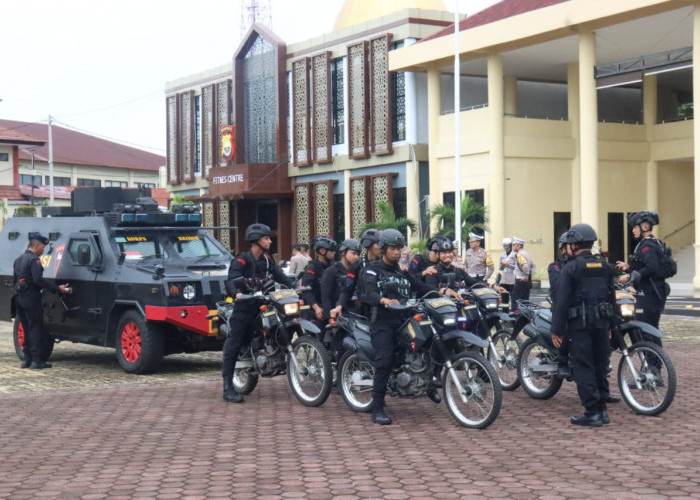 Patroli Gabungan Polda Bengkulu Jaga Kondusivitas Hari Pencoblosan 