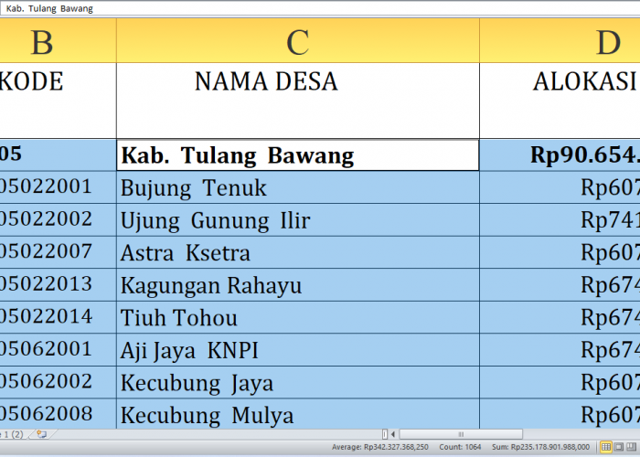 Dana Desa 2025 Tulang Bawang Rp133,8 Miliar: Rincian Lengkap dan Desa Terbesar Penerima