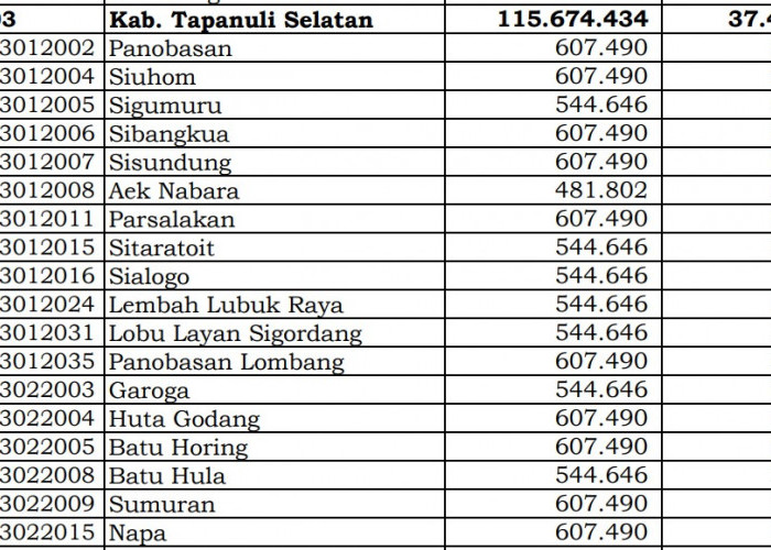 Simak Rincian Dana Desa 2024 Tapanuli Selatan, Sumatera Utara: 9 Desa 1 Miliar