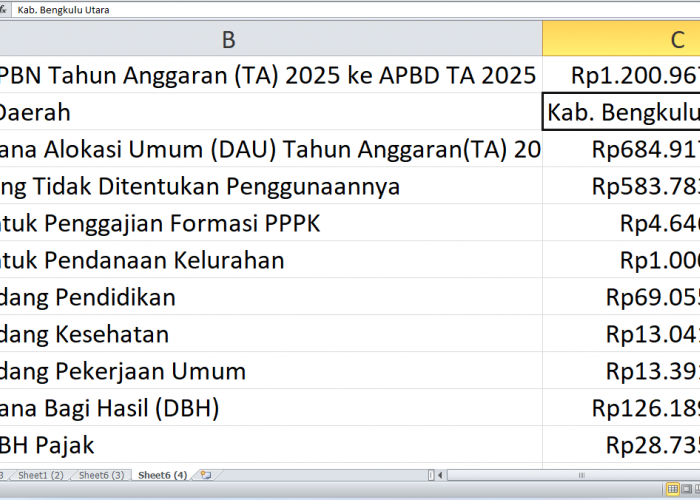 Anggaran Rp1,2 Triliun dari APBN 2025 Masuk Bengkulu Utara, Berapa untuk Proyek Fisik?