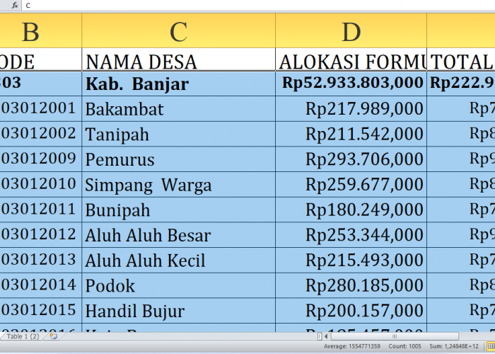 Rp222,9 Miliar Dana Desa 2025 untuk Banjar Kalimantan Selatan: Berikut Rincian untuk Desa A-M