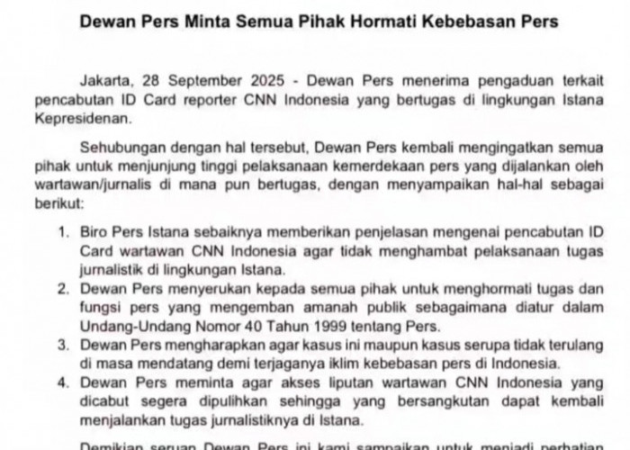 Dewan Pers Minta Kebebasan Pers Dihormati Terkait Pencabutan ID Card Reporter CNN Indonesia   