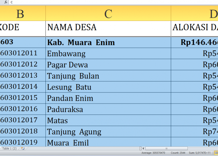 Dana Desa 2025 Muara Enim Rp216-03 miliar, Berikut Rincian per Desa: Simak yang Terbesar