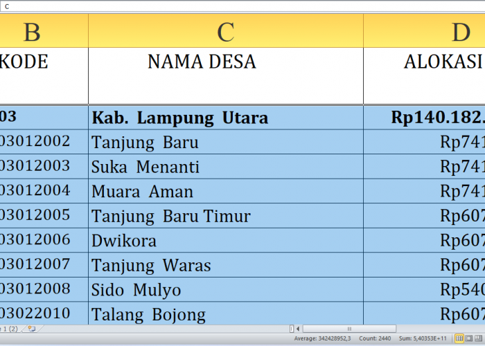 Rincian Dana Desa Tiap Desa Tahun 2025 Lampung Utara, Total Rp203 Miliar: Ini Desa Terbesar