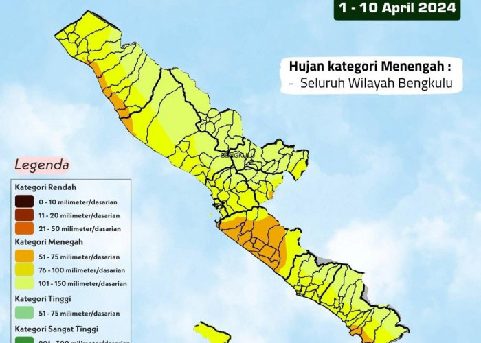 BMKG Peringatkan Curah Hujan di Wilayah Provinsi Bengkulu, Waspada Petir