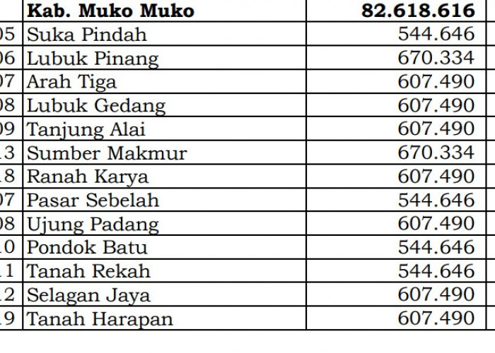 Ini Pembagian Dana Desa 2024 Mukomuko, Bengkulu! 10 Desa 1 Miliar