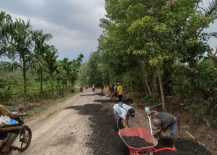 20 Tahun Tak Tersentuh Pembangunan, Warga Perbaikan Jalan Rusak Secara Swadaya
