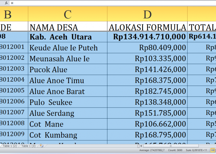 Rincian Dana Desa 2025 Aceh Utara Provinsi Aceh: Desa Terbesar untuk Desa A-B Terima Berapa? 