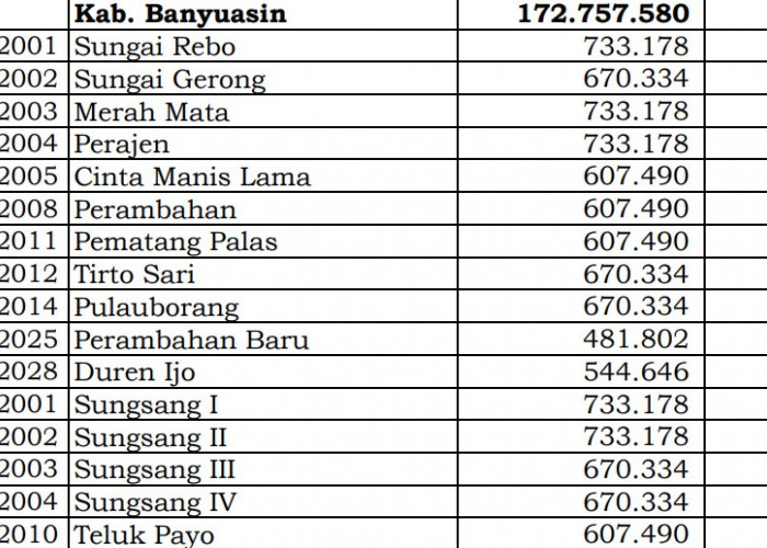 Fantastis! Pembagian Dana Desa 2024 Banyuasin, Sumatera Selatan: 78 Desa 1 Miliar