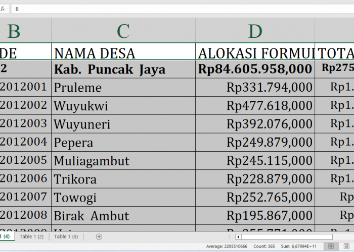 Wow! Anggaran Desa Tahun 2025 di Puncak Jaya Capai Rp275,5 Miliar, Cek Desa A-M Anda!