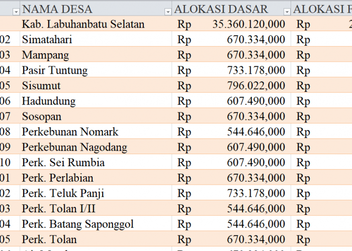 Tabel Dana Desa 2024 Kabupaten Labuhanbatu Selatan, Sumatera Utara: Simak Rinciannya di Sini