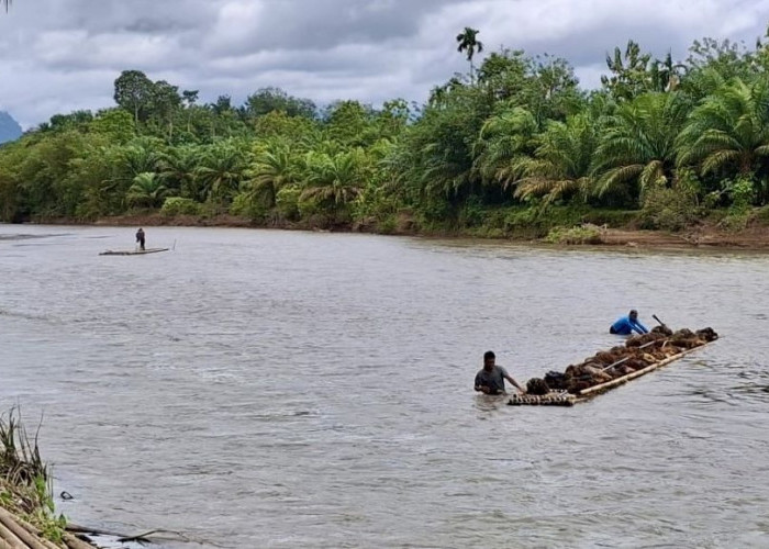 Pembangunan Jembatan Dua Tahun Terbengkalai, Warga Penanding Terpaksa Bertaruh Nyawa Seberangi Sungai