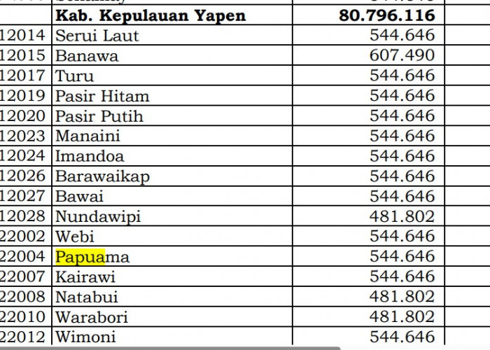 Rincian Dana Desa 2024 Kepulauan Yapen Bagian 1: di Sini Lengkapnya