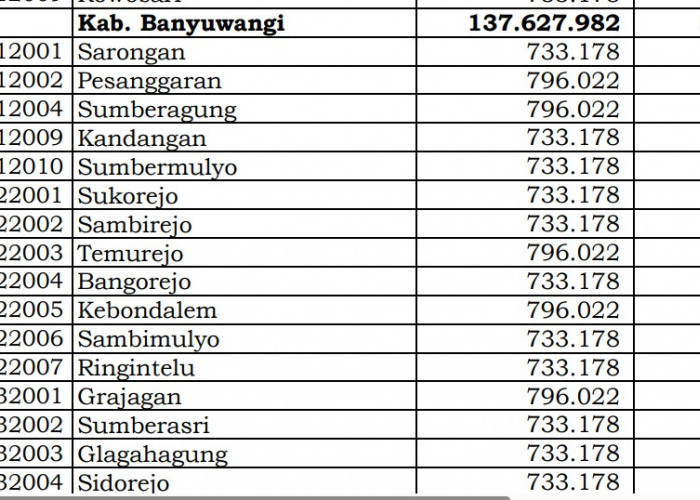 Dana Desa Tiap Desa 2024 di Banyuwangi, Jawa Timur: 145 Desa 1 Miliar