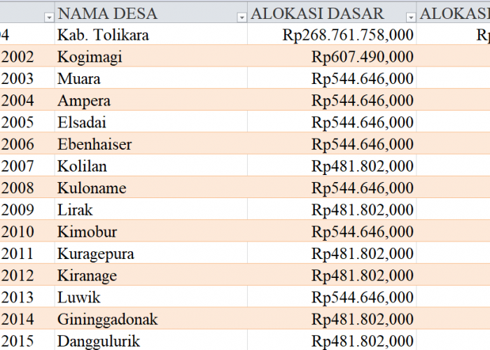 Tabel Rincian Dana Desa 2024 Kabupaten Tolikara, Papua Pegunungan: Ini Lengkapnya