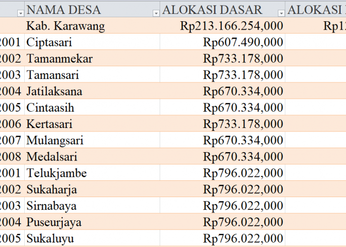 Tabel Rincian Dana Desa 2024 Kabupaten Karawang, Jawa Barat: Ini Lengkapnya