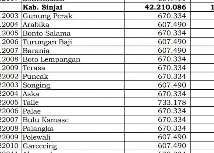 Dana Desa Tiap Desa 2024 di Sinjai, Sulawesi Selatan: 18 Desa 1 Miliar