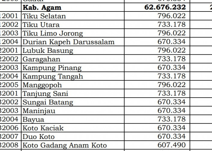 Fantastis! Pembagian Dana Desa 2024 Agam, Sumatera Barat: 43 Desa 1 Miliar