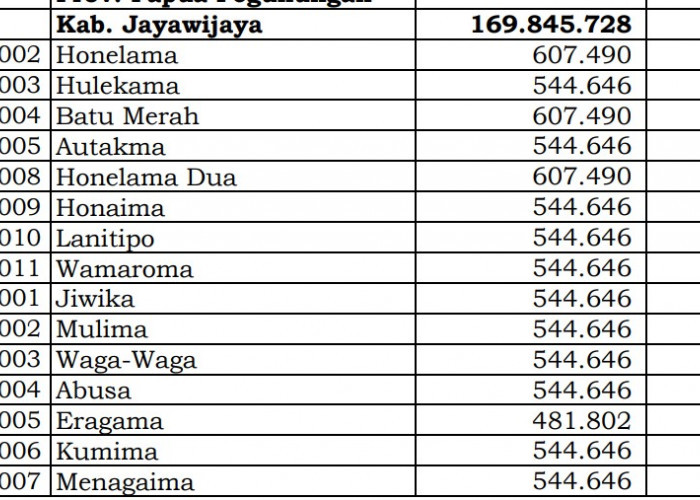 Dana Desa Tiap Desa 2024 di Jayawijaya, Papua Pegunungan: 38 Desa 1 Miliar
