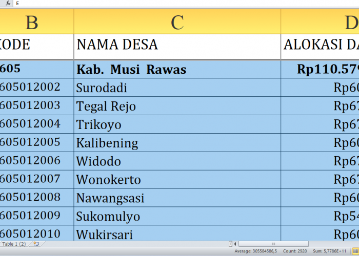 Dana Desa 2025 Musi Rawas Rp165,6 miliar: Rincian per Desa, Siapa yang Terbesar?