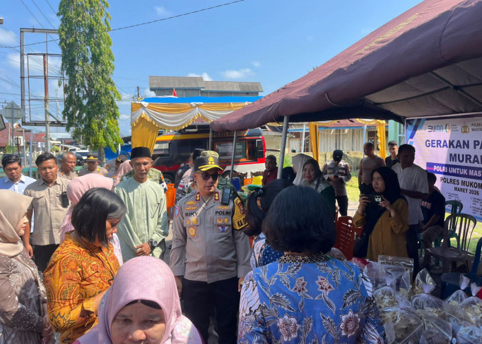 Bantu Warga Dapat Sembako Murah, Polres Mukomuko Gelar Gerakan Pangan Murah