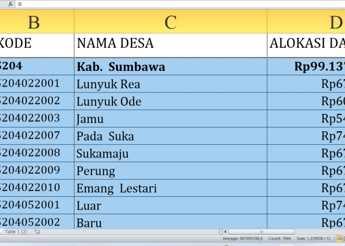 Rincian Dana Desa 2025 Sumbawa Provinsi NTB Rp150,7 miliar, Berikut Detail per Desa: Simak yang Terbesar