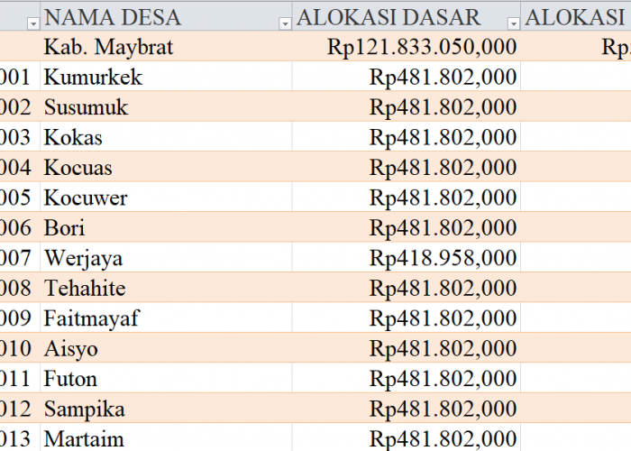 Tabel Rincian Dana Desa 2024 Kabupaten Maybrat, Papua Barat Daya: Ini Lengkapnya