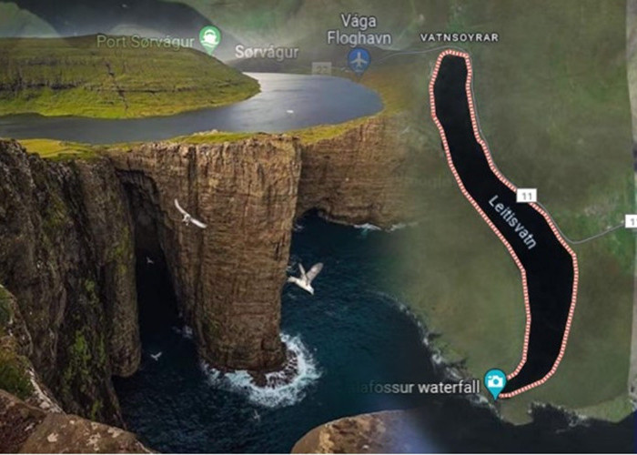 Leitisvatn Danau Ajaib di Kepulauan Faroe, Seperti Melayang di Atas Laut, Sisi Tebing Jatuh ke Laut
