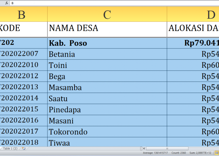Rincian Dana Desa 2025 Poso Sulawesi Tengah Rp117,9 miliar, Berikut Detail per Desa: Simak yang Terbesar