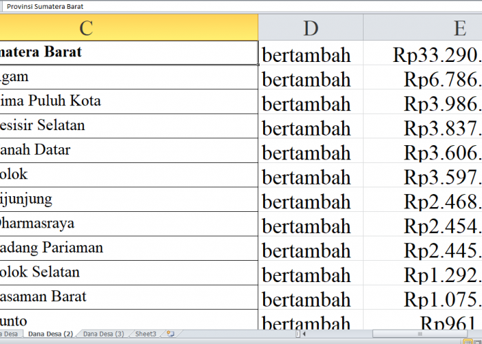 Dana Desa 2025 untuk Kabupaten di Sumatera Barat Bertambah Rp33 Miliar: Berikut Rinciannya