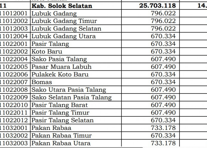Fantastis! Pembagian Dana Desa 2024 Solok Selatan, Sumatera Barat: 20 Desa 1 Miliar